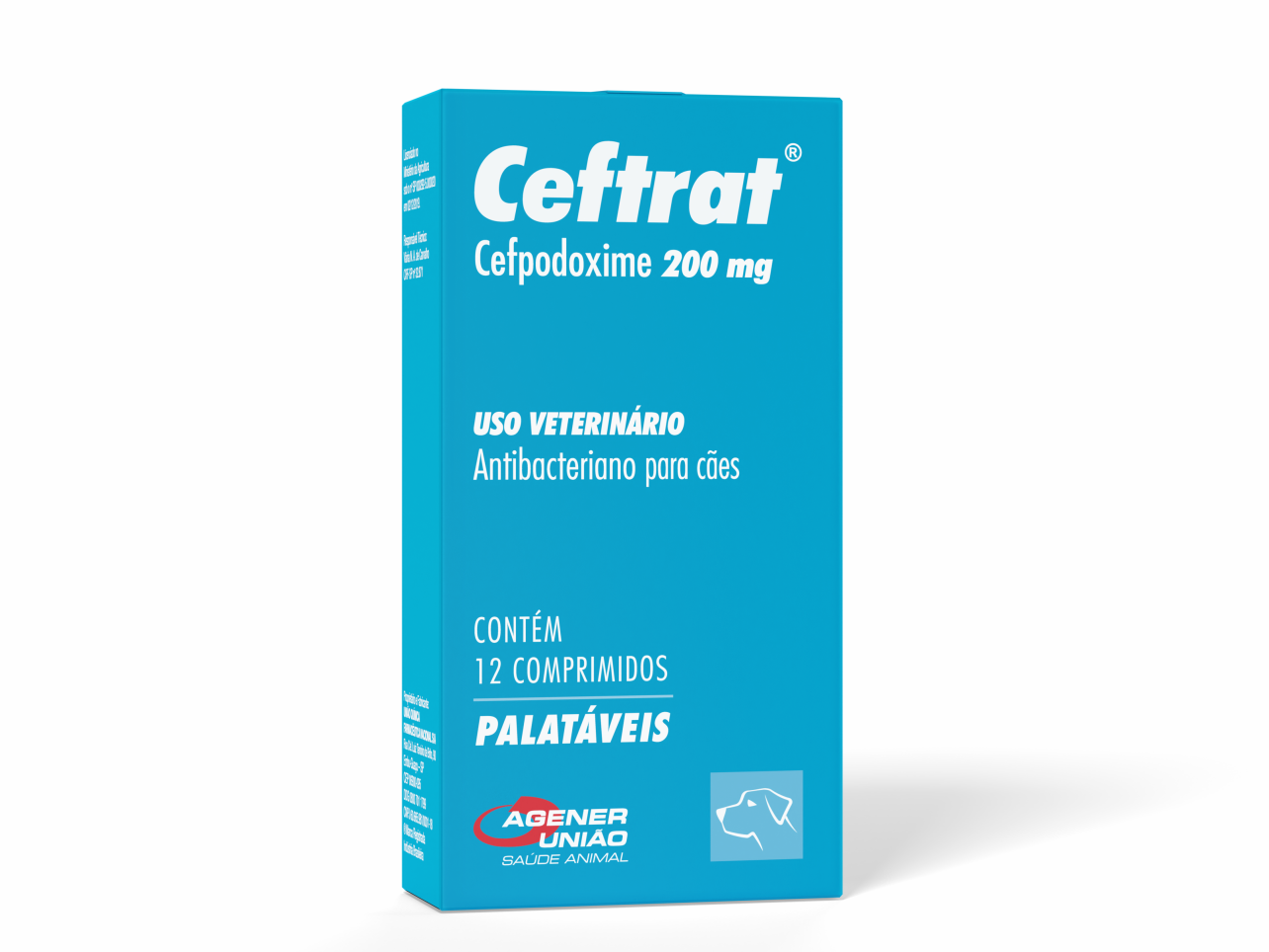 Ceftrat 200mg c/ 12 Comprimidos | Antibacteriano para Cães | Agener União