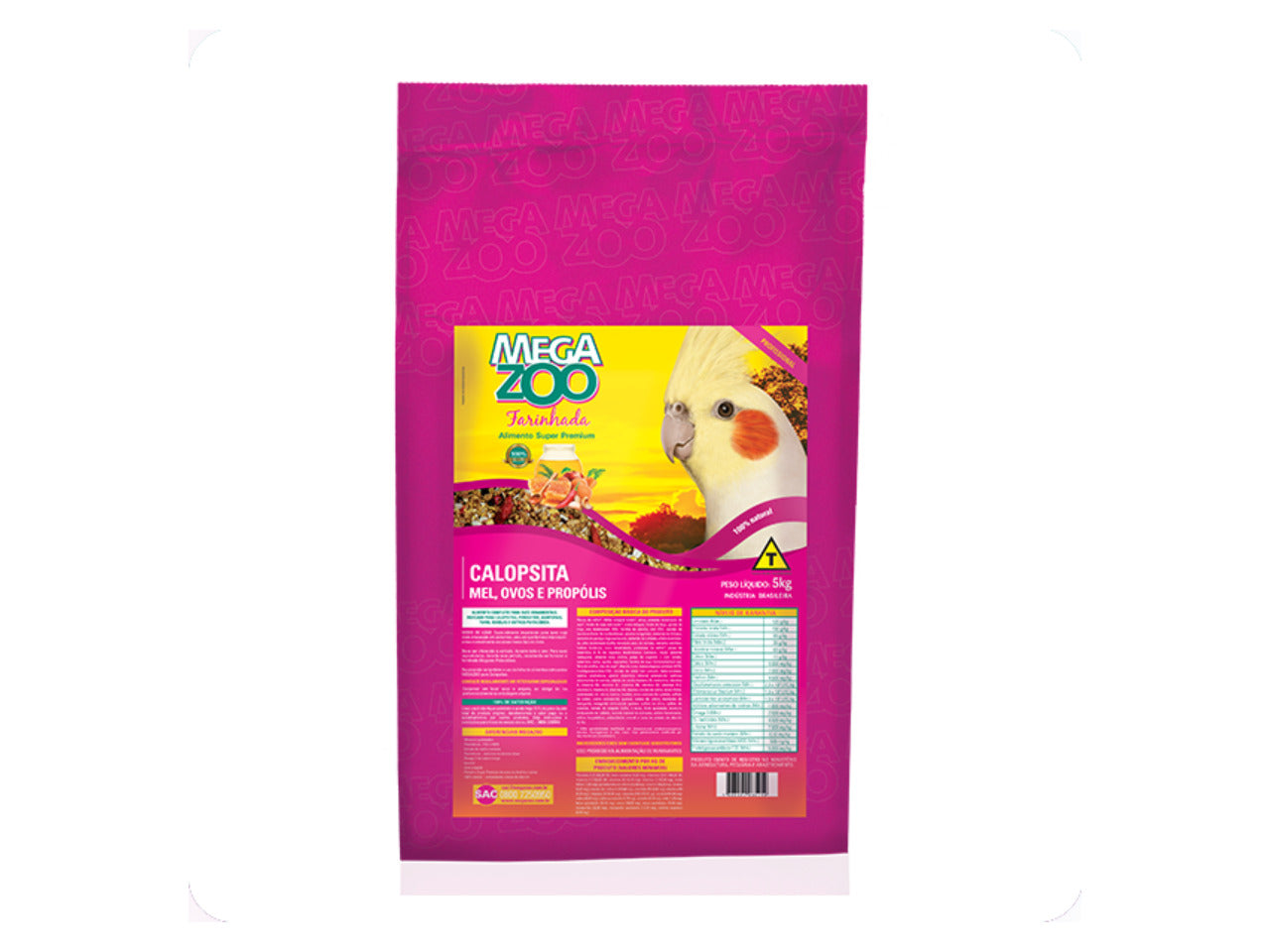Ração Farinhada Mel, Ovos e Própolis para Calopsita 5KG | Megazoo
