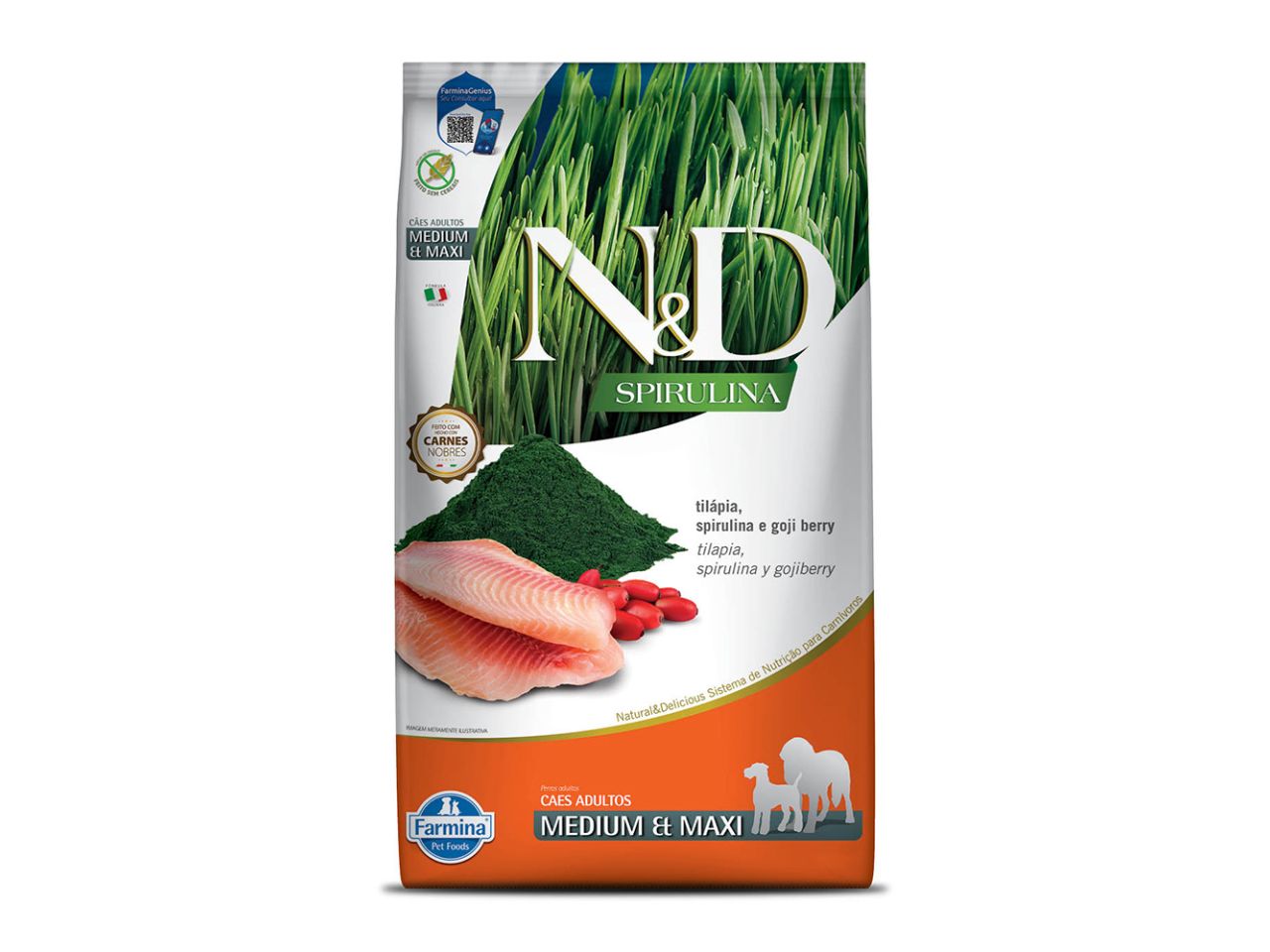 N&D Spirulina Food for Adult Dogs Medium and Maxi Tilapia 10.1KG | Benefits of Spirulina