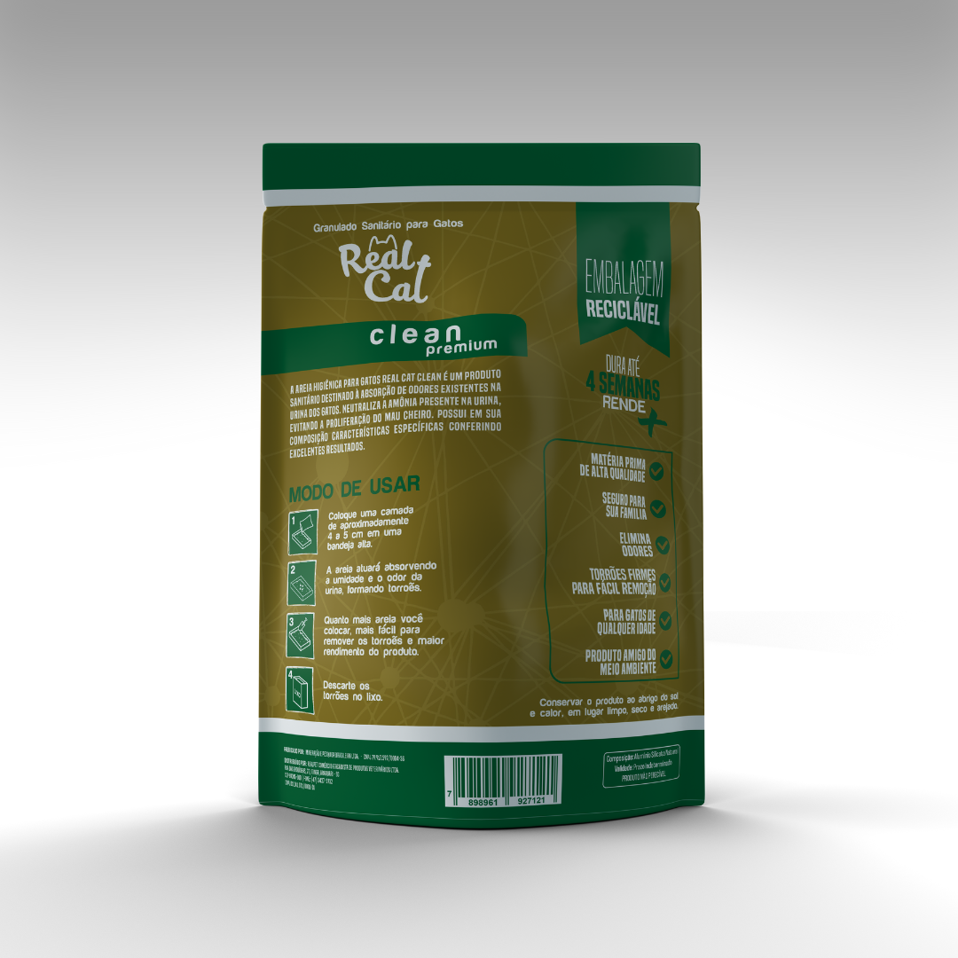 Areia Higienica para Gatos Sanitário Clean Premium | Real Cat