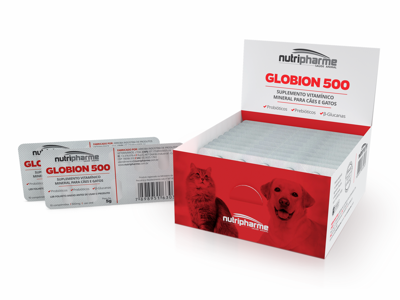 GLOBION PET DISP C/ 10 BLIS X 10CP 500MG | Vitamin and Mineral Supplement for Dogs and Cats