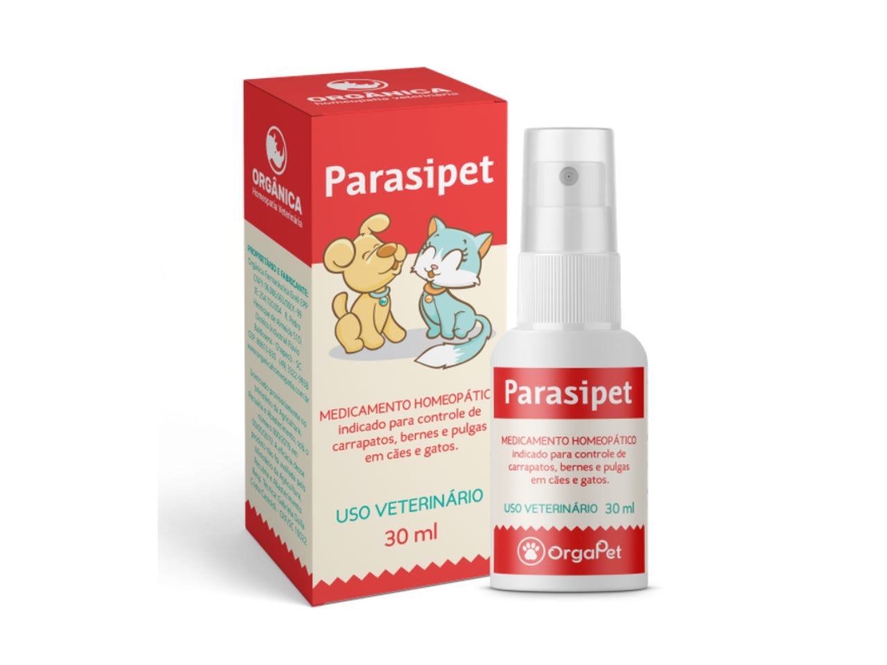 Medicamento Homeopático Parasipet Para Cães E Gatos 30ml | OrgaPet
