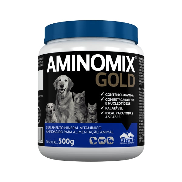 Aminomix Gold 500g | Suplemento para Cães, Gatos e Mustelídeos | Vetnil