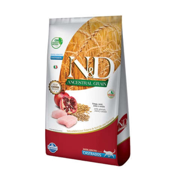 Ração N&D Ancestral Grain Gatos Adultos Frango & Romã 7,5kg | Farmina