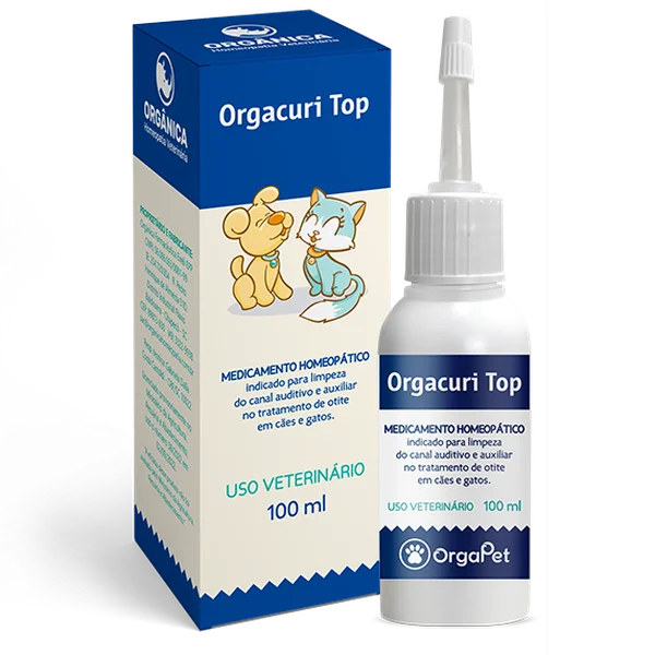 Medicamento Homeopático Limpeza Otológica Orgacuri Top 100ml para Cães e Gatos | OrgaPet