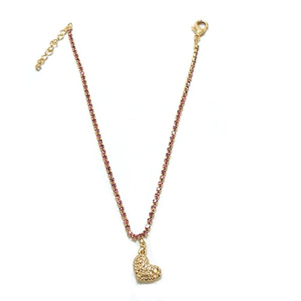 Corrente Strass Rosa Pingente Coração Para Pet Pelle Pet