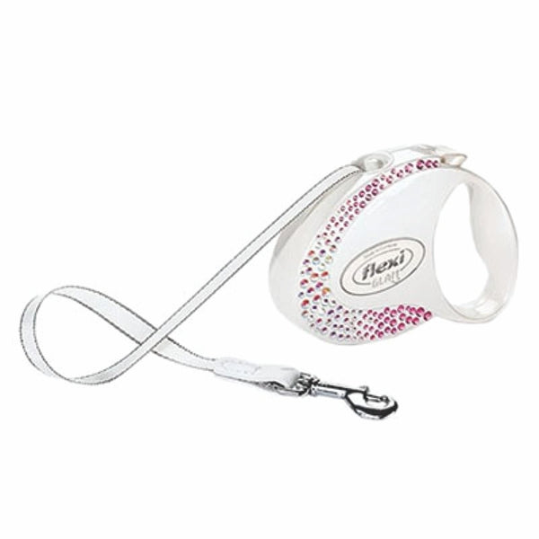 Flexi Luxury Glam Composition Retractable Guide with Pearly Swarovski Crystals - M