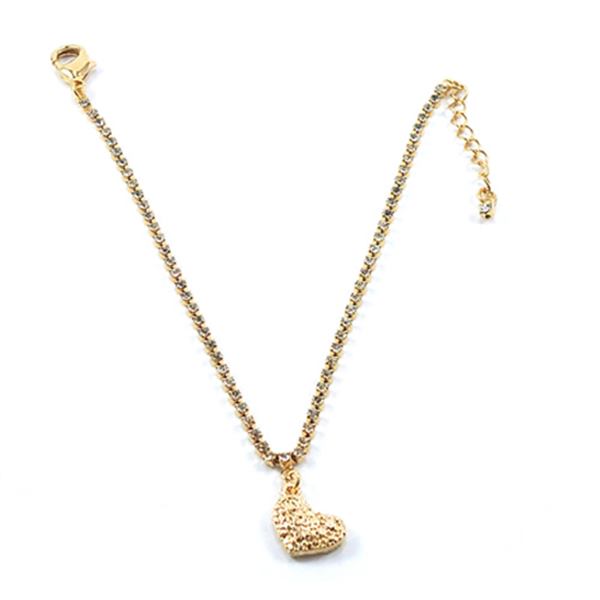 Corrente Strass Cristal Pingente Coração Para Pet Pelle Pet