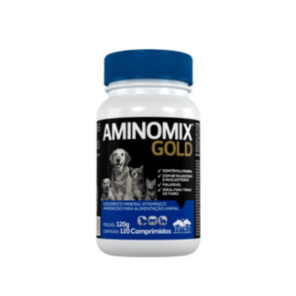 Suplemento Aminomix Gold 120 Compr. para Cães e Gatos | Vetnil