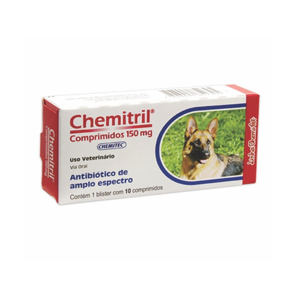 Chemitril 150mg c/ 10 Comprimidos | Antibiótico para Cães| Chemitec