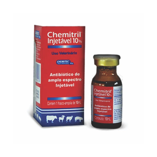 Chemitril Injetável 10% 10ml | Antibiótico para Bovinos, Caprinos e Suínos | Chemitec