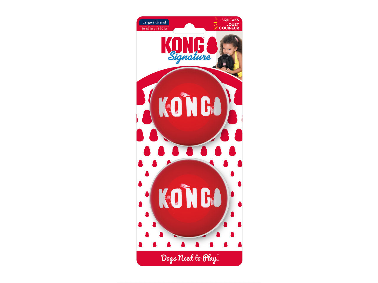 Bolas KONG Signature Ball para Cães – Kit com 2 Unidades | Resistentes e Divertidas