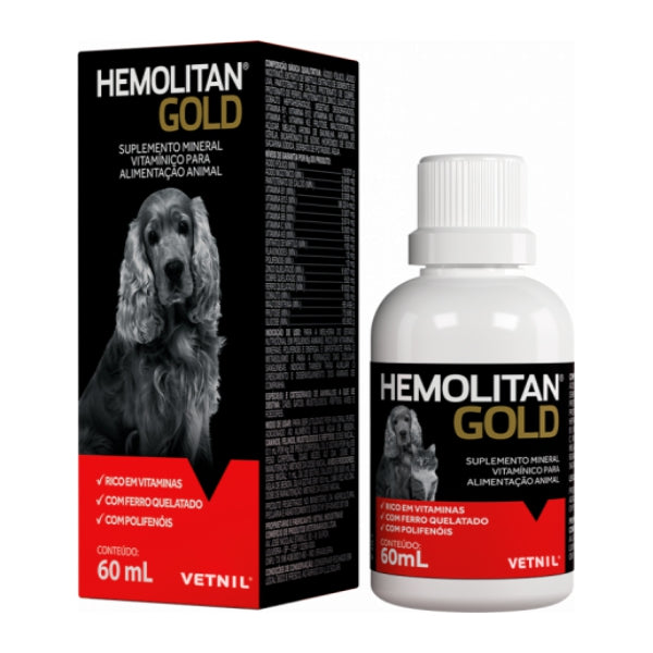Vetnil Hemolitan Gold Drops Supplement 60ML for Dogs, Cats and Mustelids