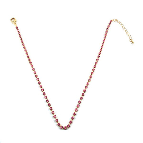 Corrente Lisa De Strass Rosa Para Pet Pelle Pet