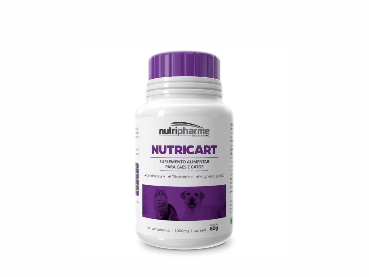 Nutricart 1000 60 Comprimidos | Suplemento com Sulfato de Condroitina e Glicosamina | Cães e Gatos