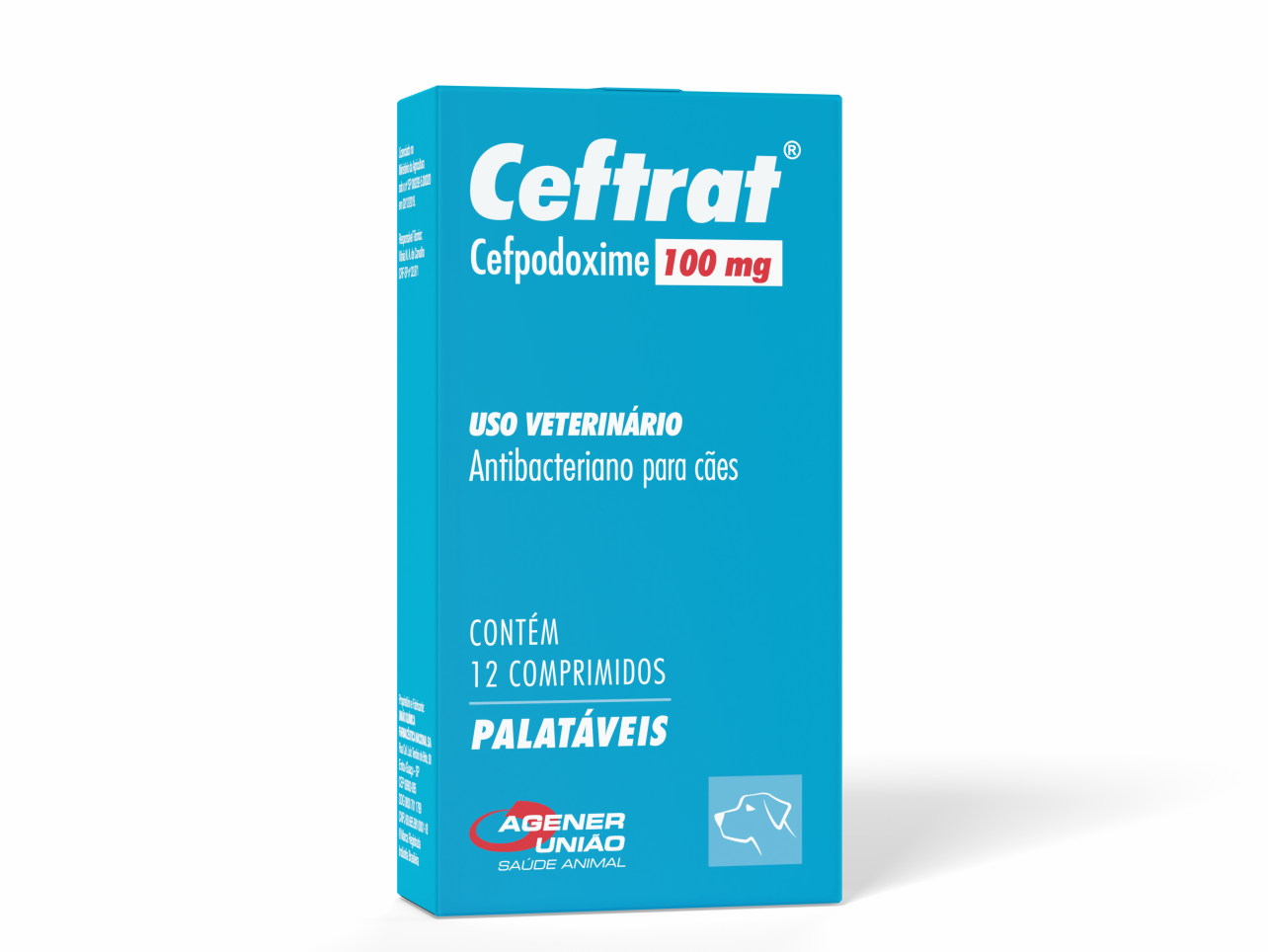 Ceftrat 100mg c/ 12 Comprimidos | Antibacteriano para Cães | Agener União