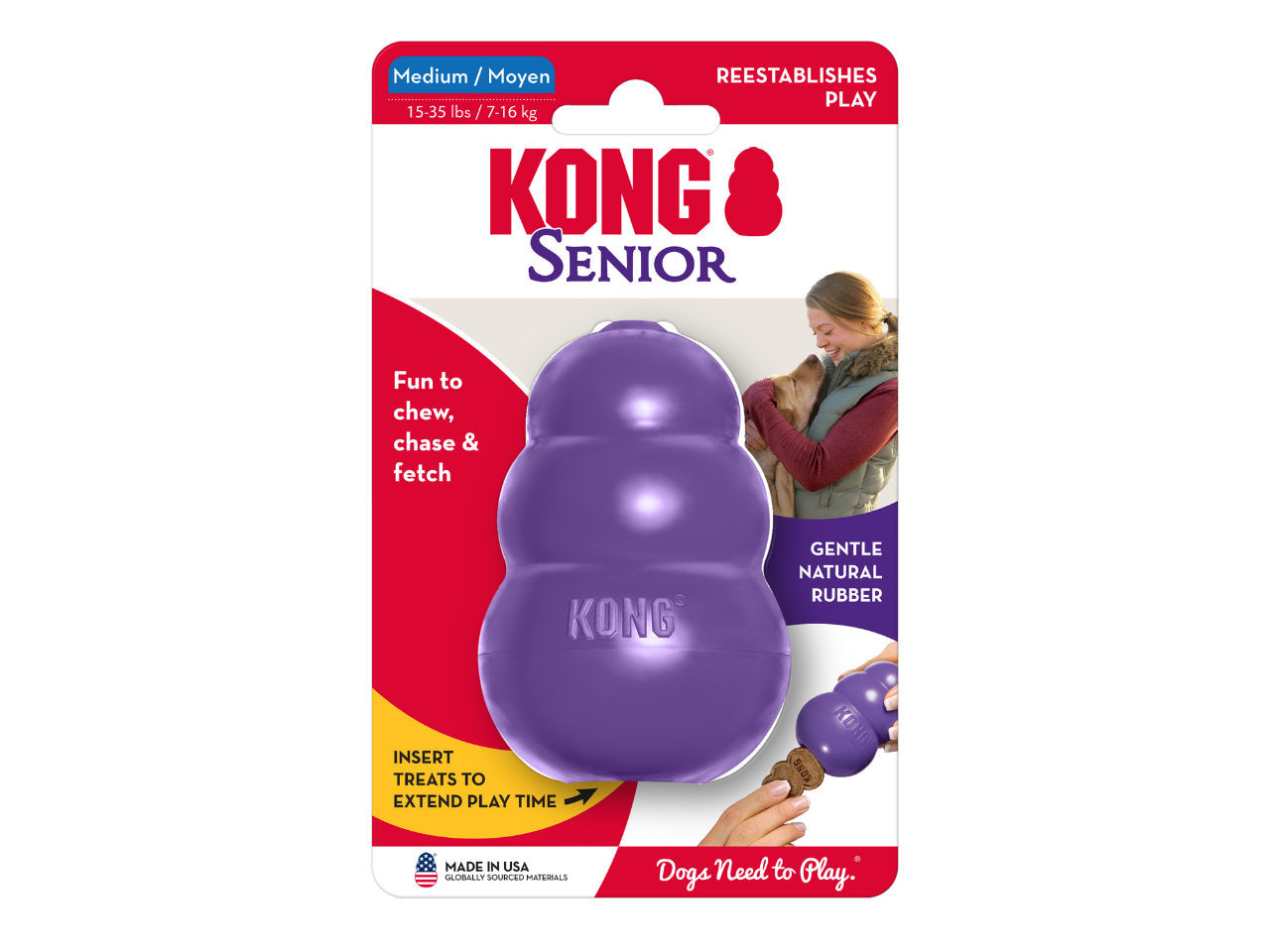 Brinquedo Recheável Cães Idosos KONG Senior Roxo Médio