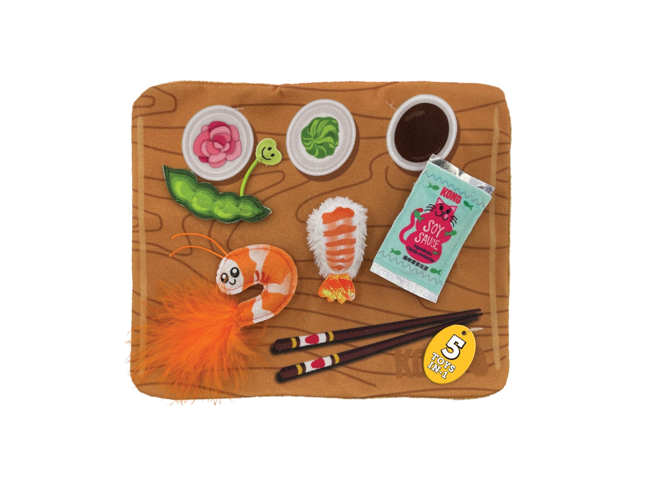 Brinquedo de Pelúcia Pull-a-Partz Sushi 5 em 1 c/ Catnip para Gatos | KONG