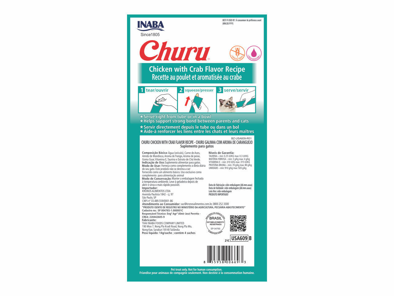 Churu Chicken Crab Scent 4 Tubes | Super Premium Liquid Treat for Cats