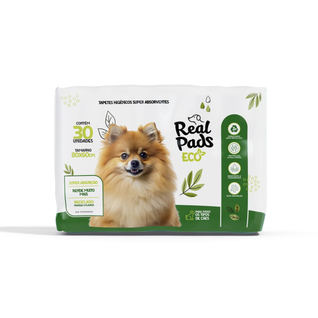 Tapete Higiênico Real Pads Eco Para Pet Com 30un De 80X60cm