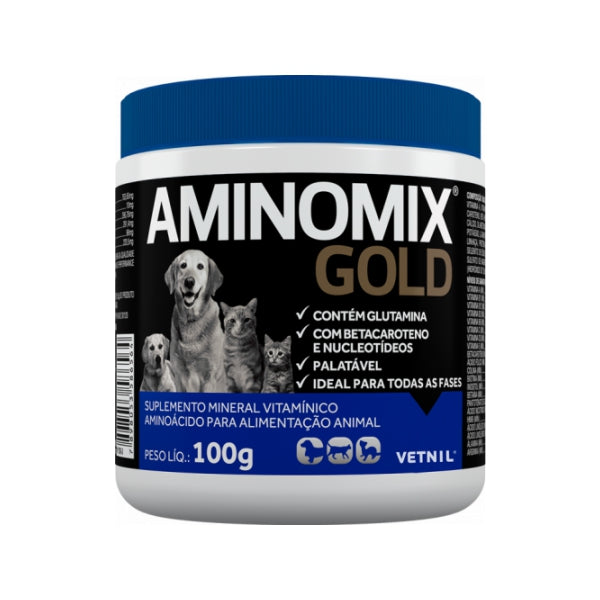 Aminomix Gold 100g | Suplemento para Cães, Gatos e Mustelídeos | Vetnil