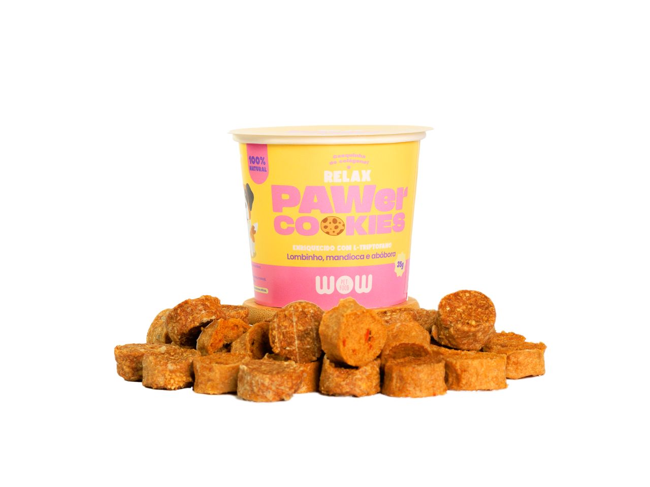 Petisco Natural PAWer Cookies RELAX de lombinho, mandioca e abóbora 35g