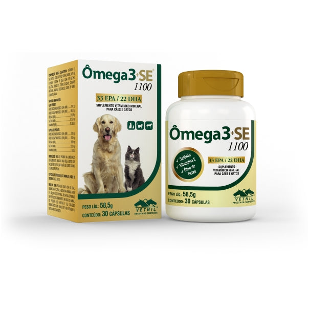 Vetnil Omega 3 + SE 1100 Supplement | Dogs and Cats 30 Capsules