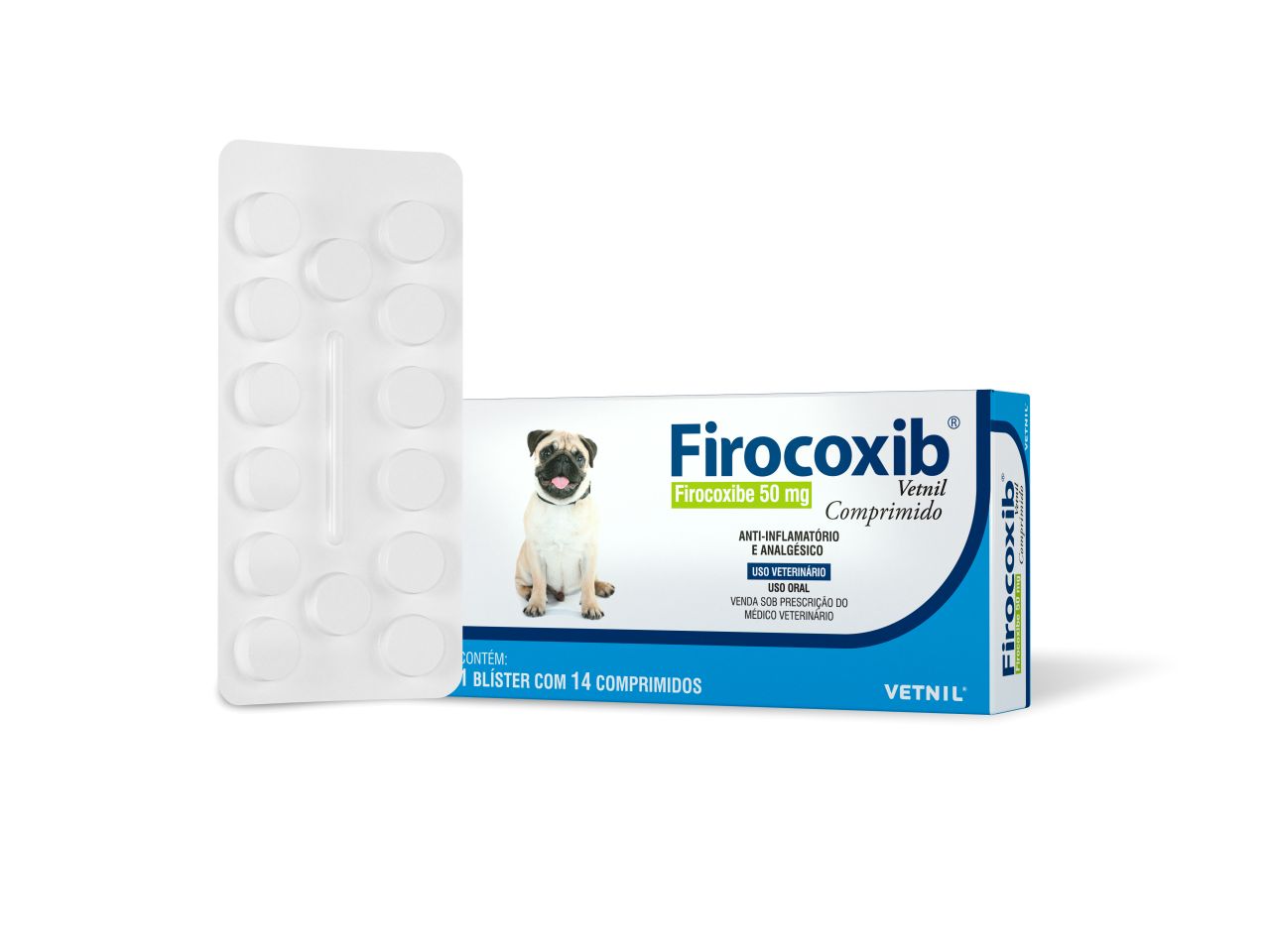 Analgesic and Anti-Inflammatory Firocoxib 50mg Vetnil for Dogs and Cats - 14 tablets