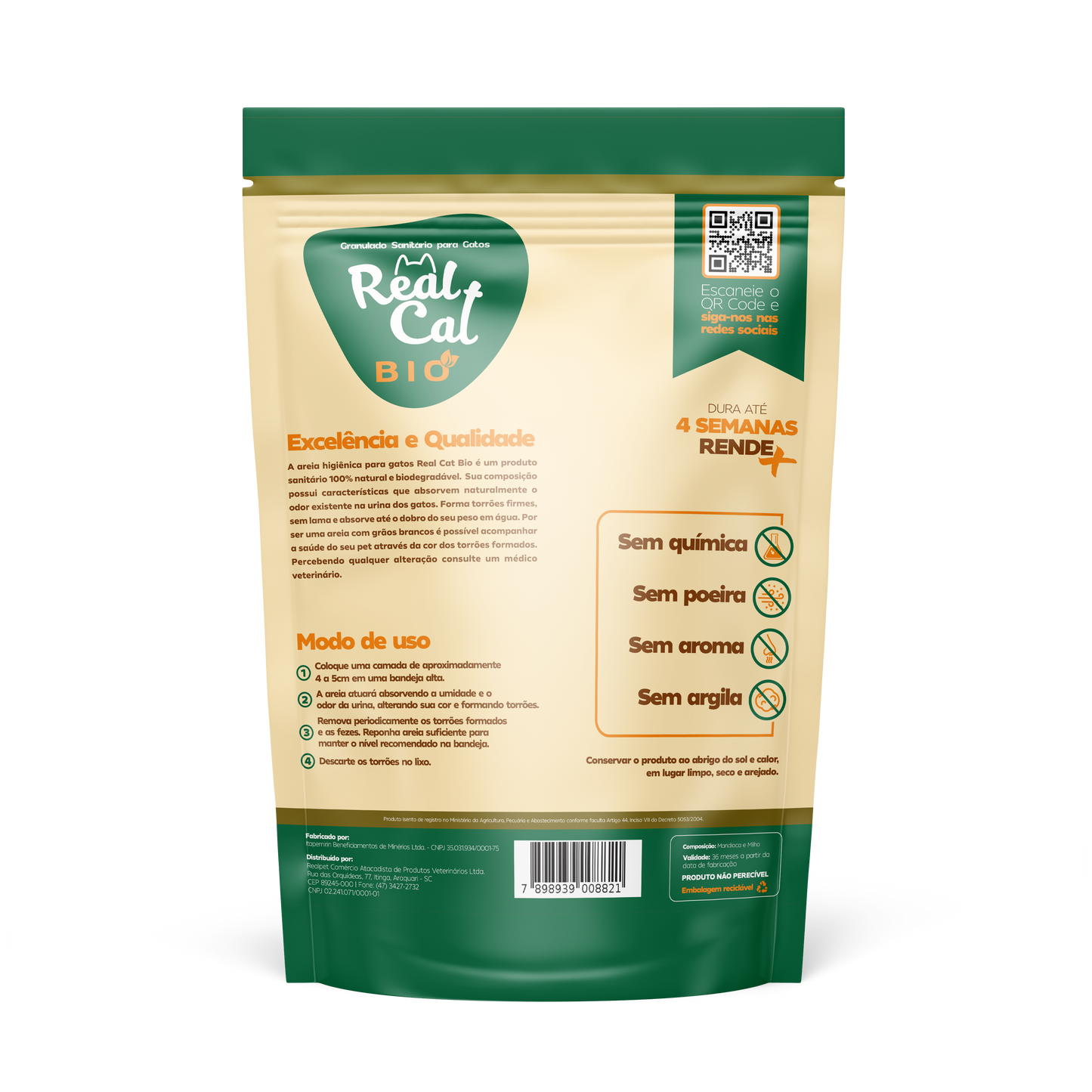 Areia Higienica para Gatos Sanitário Bio 2Kg | Real Cat