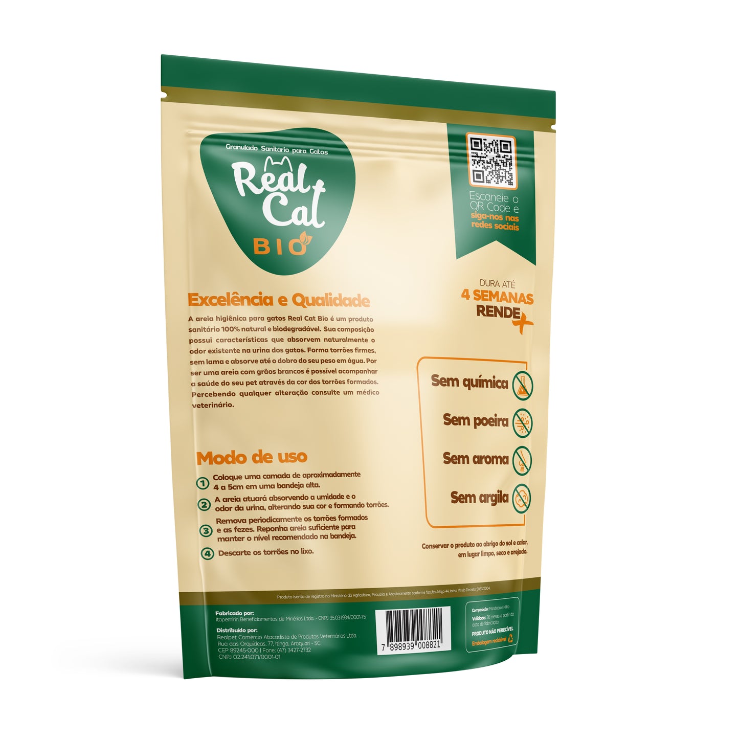 Areia Higienica para Gatos Sanitário Bio 2Kg | Real Cat