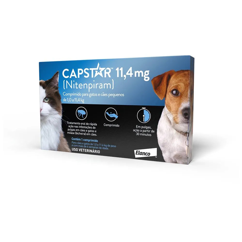 Capstar Antipulga 11,4mg para Cães e Gatos de até 11,4 kg C/6 Uni | Elanco