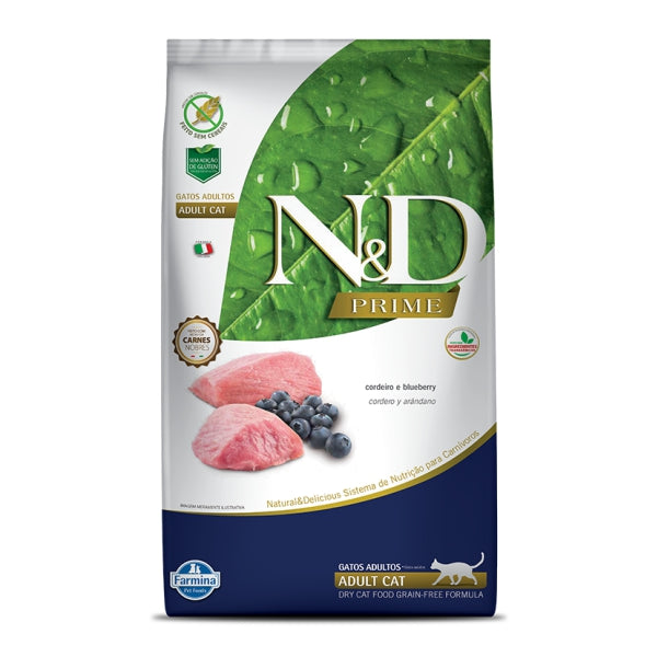 Ração N&D Prime Cordeiro e Blueberry Gatos Adultos 7,5kg