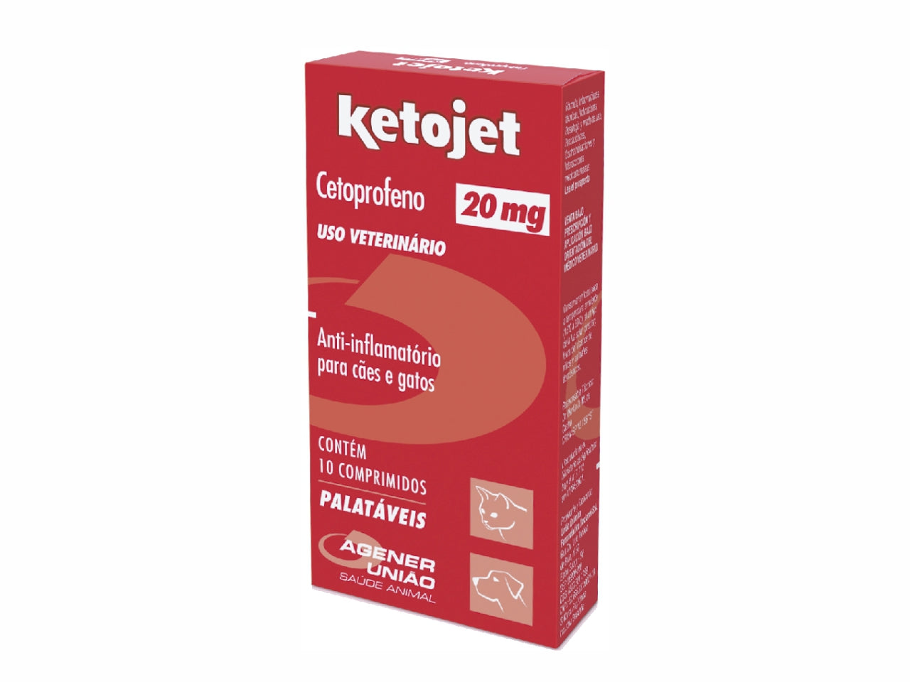 Ketojet 20mg | 10 Tablets for Dogs and Cats | Anti-inflammatory and Analgesic