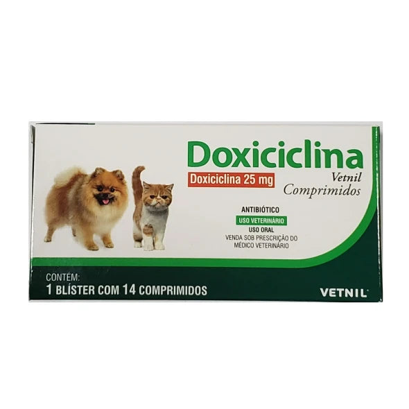 Antibiótico Doxiciclina 25mg 14 Compr. para Cães | Vetnil