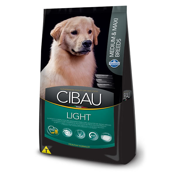 Ração CIBAU Light Medium/Maxi Breeds 12KG | Alimento Completo para Cães Adultos | Farmina