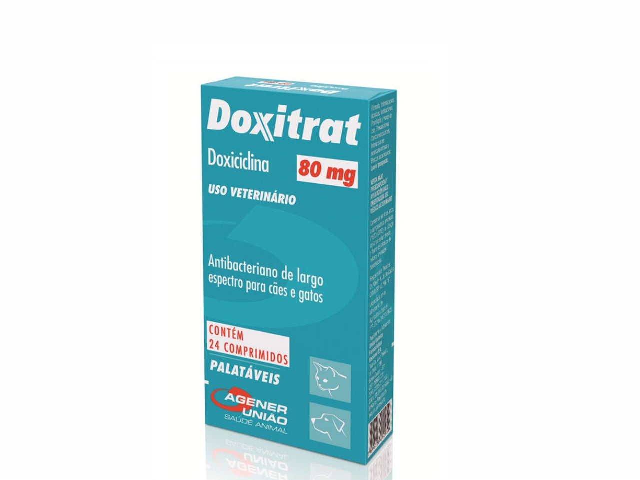Doxitrat 80mg | Antibiótico Oral para Cães e Gatos | 24 Comprimidos Palatáveis