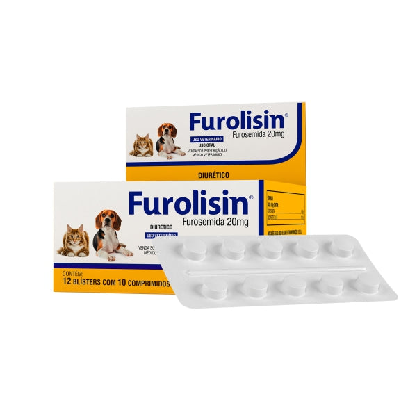 Furolisin 20mg para Cães e Gatos com 10 Comprimidos | Vetnil