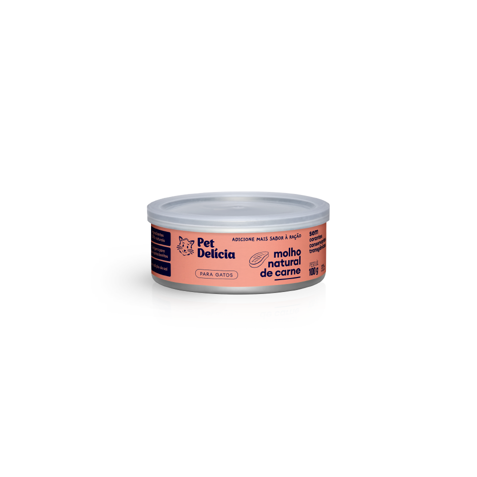 Ração Úmida Natural Molho de Carne 100g | Pet Delícia Gatos