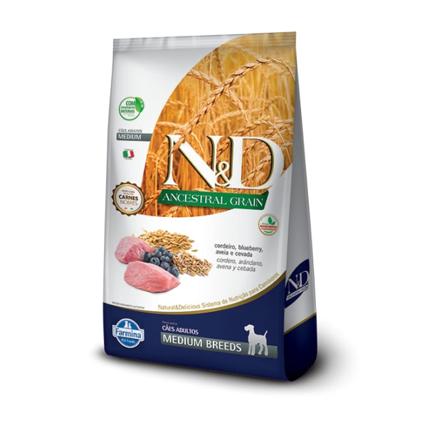 Ração ND Ancestral Grain Cães Adultos Medium Cordeiro | Farmina