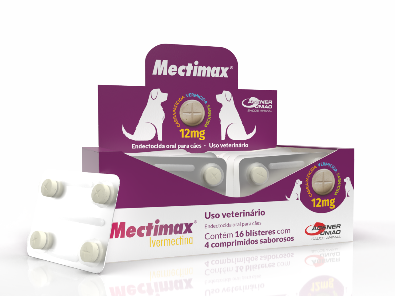 MECTIMAX 12mg Display 64 Comprimidos | Vermífugo para Cães