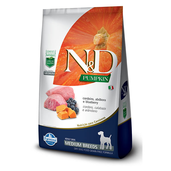 Ração ND Pumpkin Cães Cordordeiro Blueberry Adulto Medium | Farmina