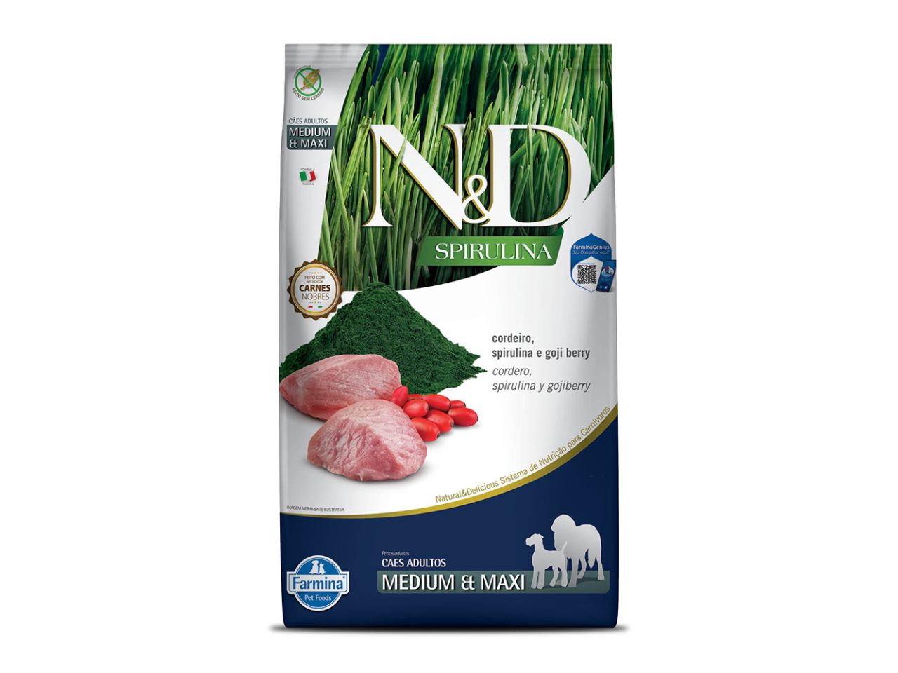 N&D Spirulina Food for Adult Dogs Medium/Maxi Pork 10.1kg | Food Rich in Spirulina