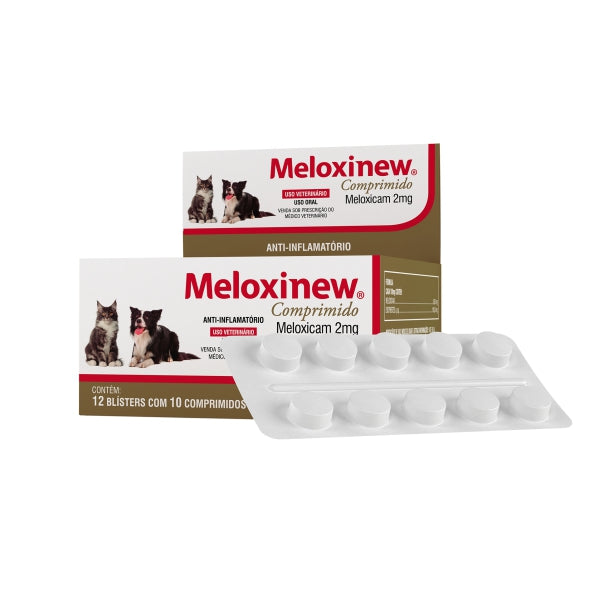 Meloxinew 2mg c/ 120 Comprimidos | Anti-inflamatório para Cães e Gatos | Vetnil