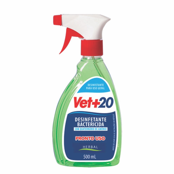 Desinfetante Bactericida Vet+20 Pronto Uso Spray 500 mL | Classe A Saúde