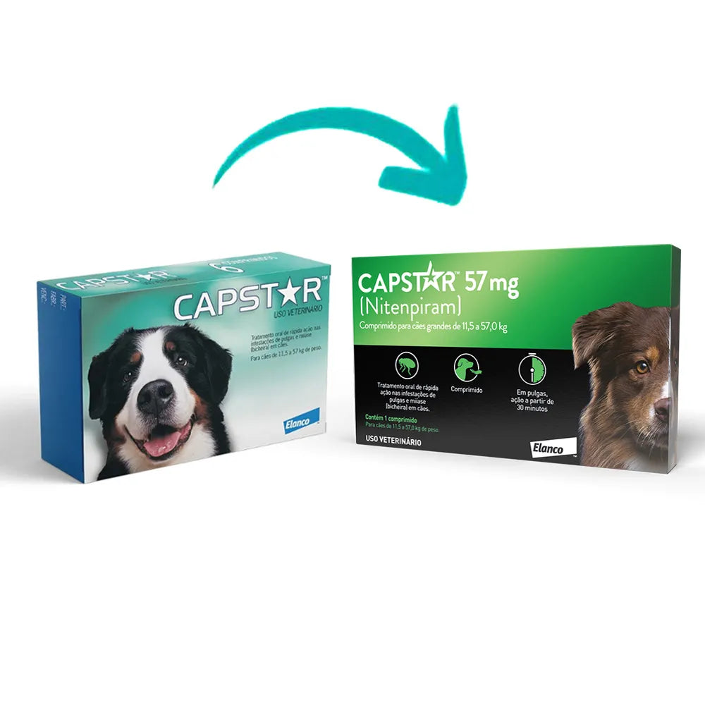 Capstar 57mg Antipulgas para Cães de 11,5 a 57kg C/6 uni | Elanco