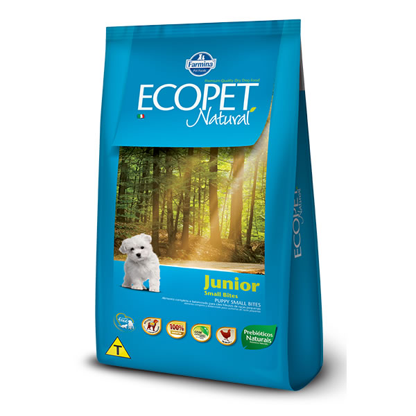 Ração ECOPET Natural Frango Junior SB 1KG | Alimento Completo para Cães Filhotes de Raças Pequenas | Farmina