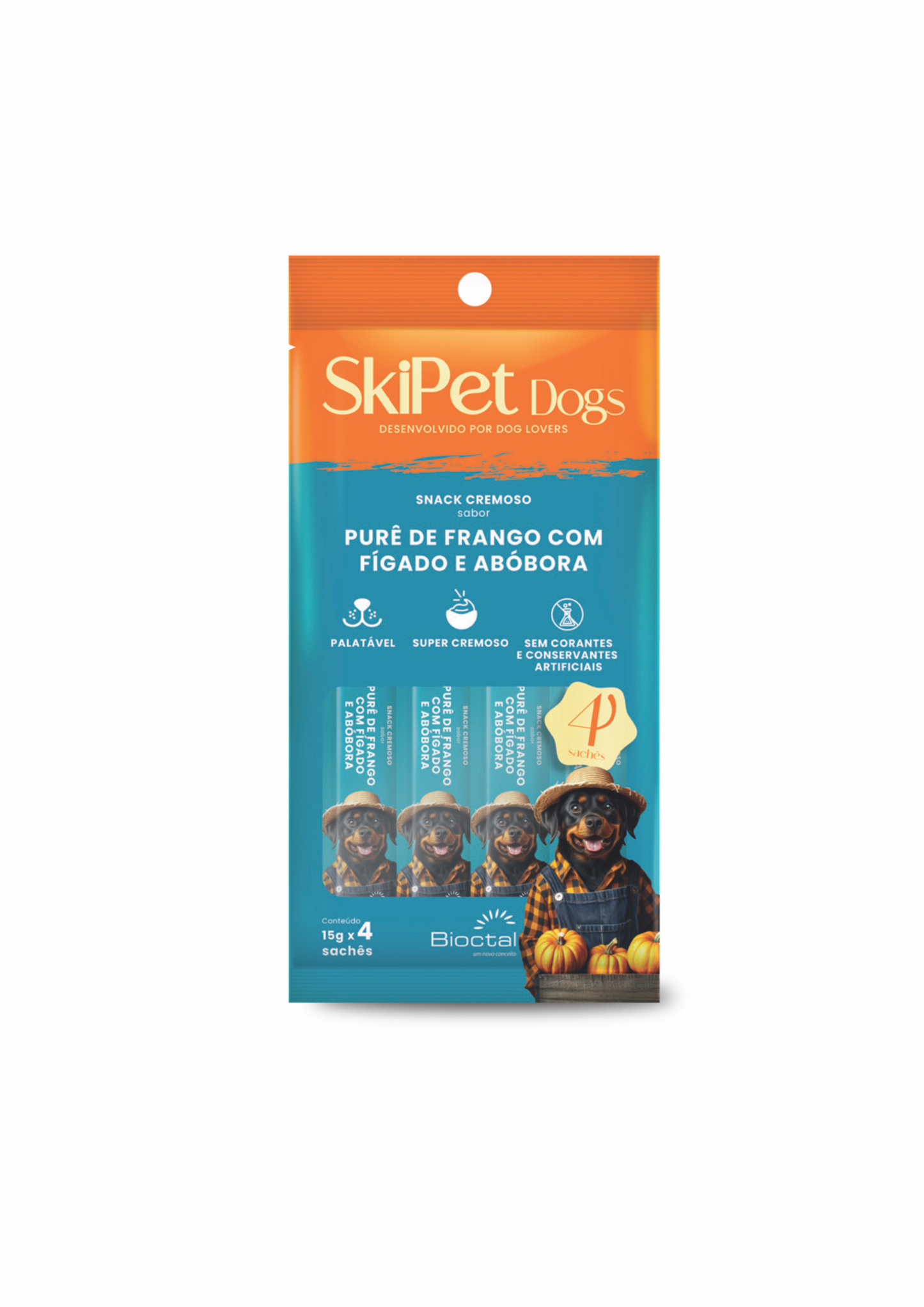 Snack Cremoso Skipet Dogs Frango Fígado E Abóbora Emb 4X15g