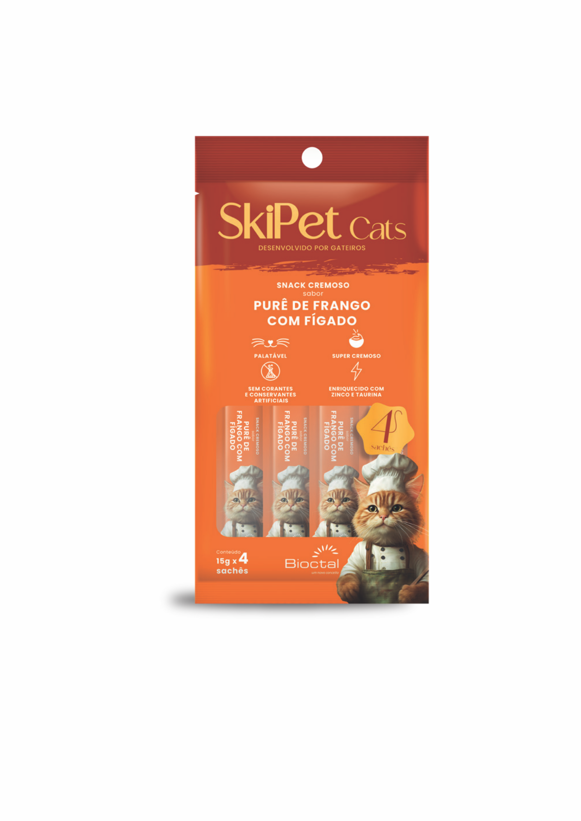 Snack Cremoso Skipet Cats Frango Com Fígado Emb. 4unX15g – JPET