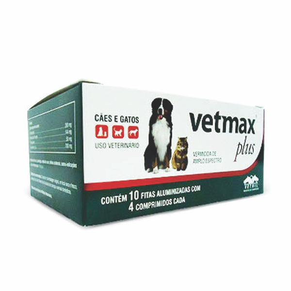 Vetmax Plus Vermifugo Cães 10kg Hospitalar 40 Comprimidos | Vetnil