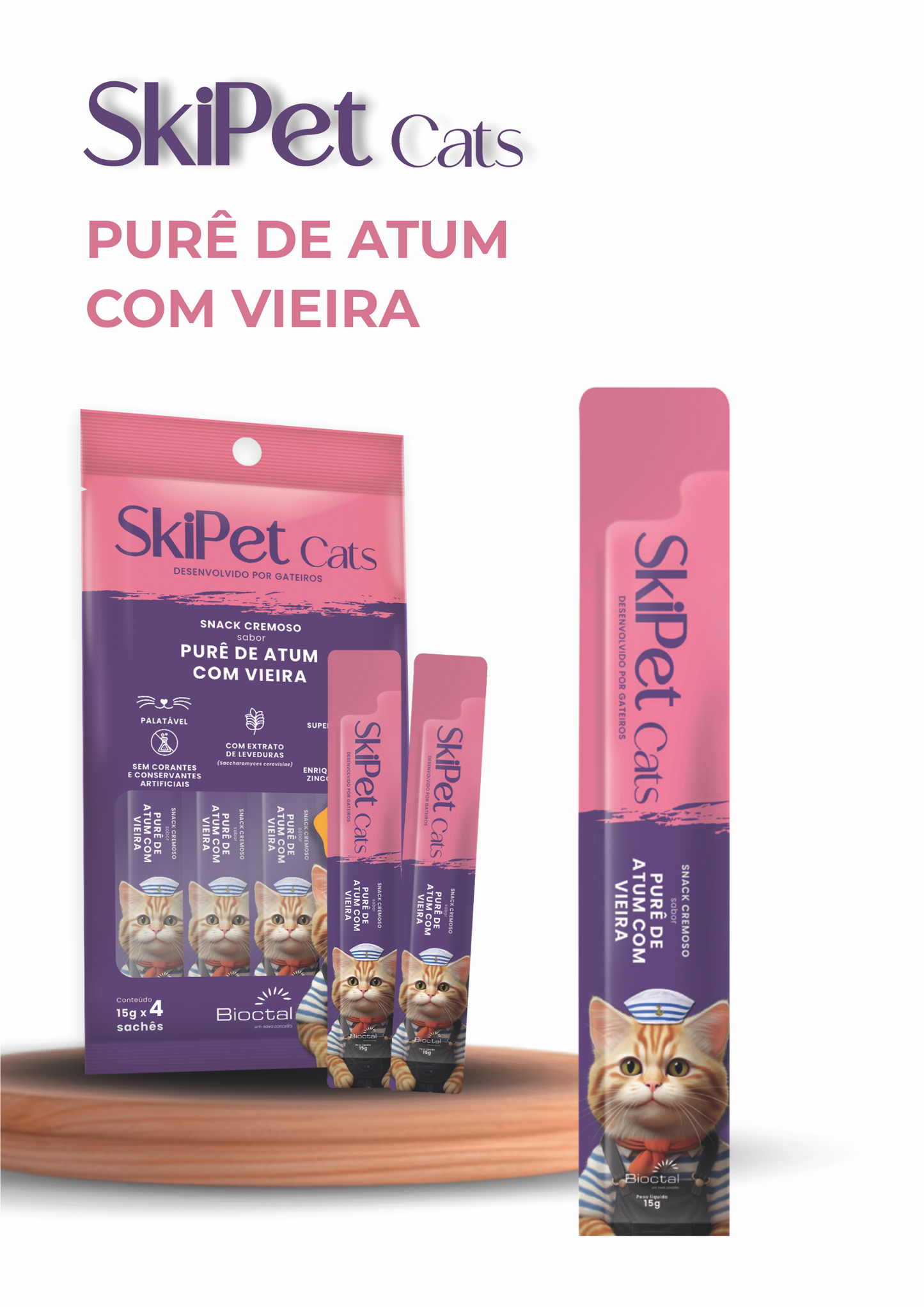 Snack Cremoso Skipet Cats Atum Com Viera Sachê 15g